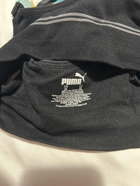 Puma Black Seamless Padded Sports Bra with Grey Logo Band - Picture 3 of 3